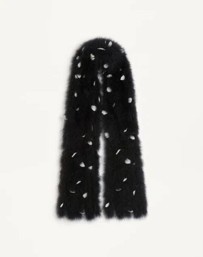 Valentino Garavani Feathers Scarf With Turkey And Goose Feathers Woman Black/white Uni