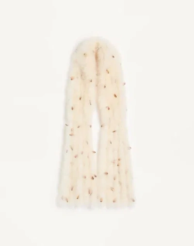 Valentino Garavani Feathers Scarf With Turkey And Pheasant Feathers Woman White/brown Uni