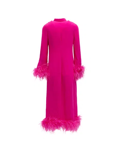 Valentino Garavani Feather-trimmed Dress In Pink