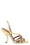 Valentino Garavani Fetishique Sandal In Laminated Nappa 105mm Woman Antique Brass 40 In Gold