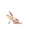 Valentino Garavani Fetishique Sandal In Laminated Nappa 105mm Woman Antique Brass 38.5 In Gold