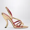 Valentino Garavani Fetishique Sandal In Laminated Nappa 105mm Woman Antique Brass 38.5 In Multi