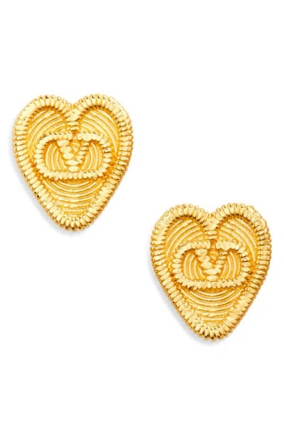Valentino Garavani Fil Perdu Heart Stud Earrings In Km5 Antique Brass