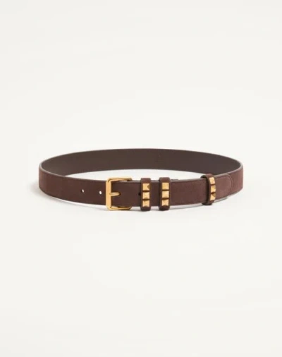 Valentino Garavani Flaneuse Belt In Suede 30 Mm Woman Brown 085