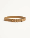 Valentino Garavani Flaneuse Belt In Suede 30 Mm Woman Havana Beige 100 In Brown