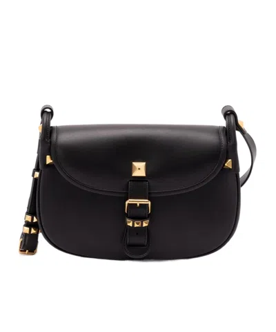 Valentino Garavani Flaneuse One Stud Small Shoulder Bag In Black