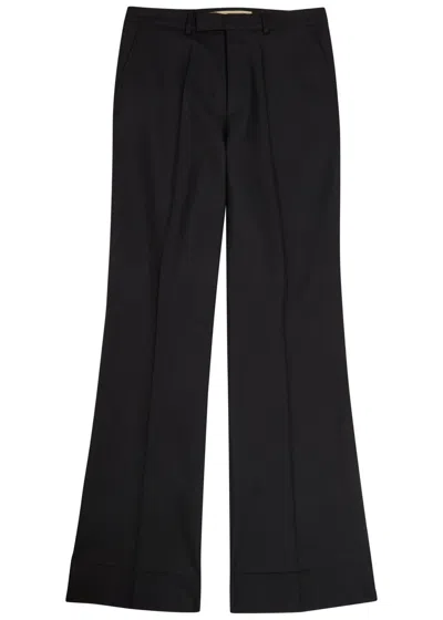 Valentino Garavani Flared-leg Twill Trousers In Blue
