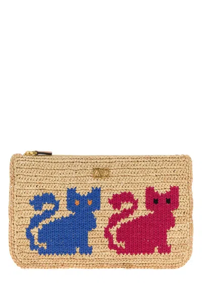 Valentino Garavani Flat Clutch In Beige