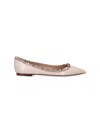 Valentino Pointed Toe Studded Trim Ballerina Shoes