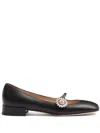Valentino Embellished Leather Mary Jane Flats