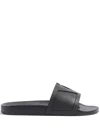 Valentino Garavani Black Sandals With Vlogo Detail On The Front In Tech Fabric Man
