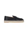 Valentino Garavani Palm Avenue Leather Espadrille Loafers In Black