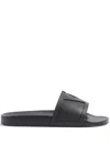 Valentino Garavani Black Sandals With Vlogo Detail On The Front In Tech Fabric Man In Black