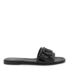 Valentino Black Vlogo Cut-out Calfskin Slide Sandals In Black