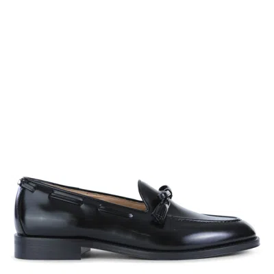 Valentino Garavani Bowshire Loafers In Black Glossy Calfskin