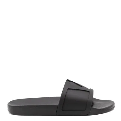 Valentino Garavani Viva Superstar Rubber Slippers Flat Sole In Black