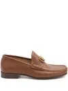 Valentino Garavani Men Vlogo Signature Leather Loafers In Brown