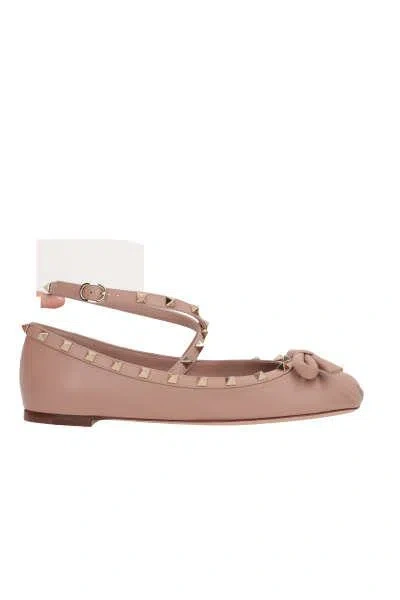 Valentino Garavani Flat Shoes In Cannelle Roses.
