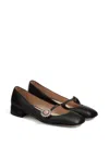 Valentino Embellished Leather Mary Jane Flats In Nero/crystal/rosa