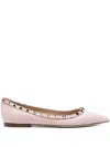 Valentino Garavani Patent Rockstud Ballet Flat Woman Poudre 40 In Pink