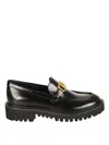 Valentino Garavani Flat Shoes With Gold Buckle Detail In Black