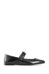 Valentino Floral Applique Leather Ballerina Flat In Black