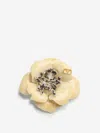 Valentino Garavani Garavani Fleur Lumineuse Brooch In Metal Enamel And Fabric In Light Yellow