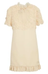 Valentino Crepe Couture Embroidered Minidress In Neutral