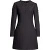 Valentino Crepe Couture Embroidered Short Dress In Nero