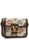 Valentino Garavani Floral-jacquard Canvas And Leather Cross-body Bag In White