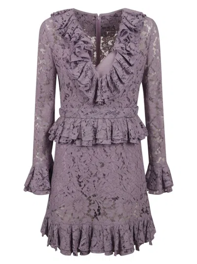 VALENTINO VALENTINO GARAVANI FLORAL LACE DRESS WITH RUFFLED ACCENTS
