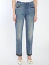 Valentino Women Blue Floral Print Jeans, 26 Luxury Jeans For Women Darveys In Blue