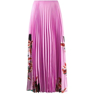 Valentino Garavani Floral Print Pleated Skirt In Pink