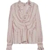 Valentino Garavani Floral Print Ruffle Silk Georgette Top