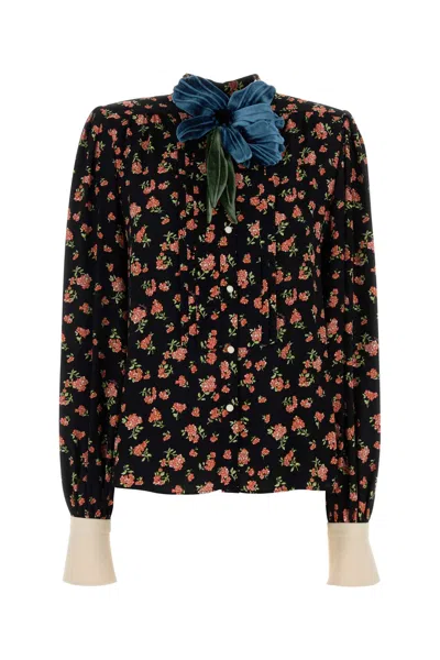 Valentino Garavani Floral Printed Crepe Shirt For Women In Multi