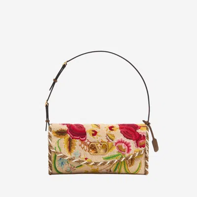 Valentino Garavani Floral-embroidered Silk Shoulder Bag In Multicolor
