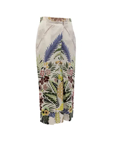 Valentino Garavani Floral-printed Skirt In Neutral