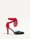 Valentino Garavani Foliefoliage Sandal With Color-block Design And Beaded Accents In Black/pure Red