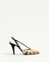 Valentino Foliefoliage 90 Suede Slingback Pumps In Black/gold