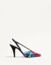 Valentino Garavani Women Foliefoliage Slingback Pumps In Black/multicolour