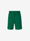 Valentino "canvas Bermuda Shorts With V Detail" In Green