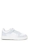 Valentino Freedots Low-top Sneaker In Calfskin In Ice Grey Bianco Bianco Bianco