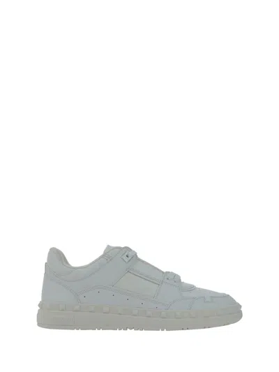 Valentino Garavani Freedots Perforated Calfskin Sneakers In Bianco