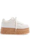 Valentino Leather Platform Sneakers Perforated Detailing In White