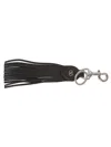 Valentino Garavani Fringed Leather Key Ring With Carabiner And Signature V Logo In Black