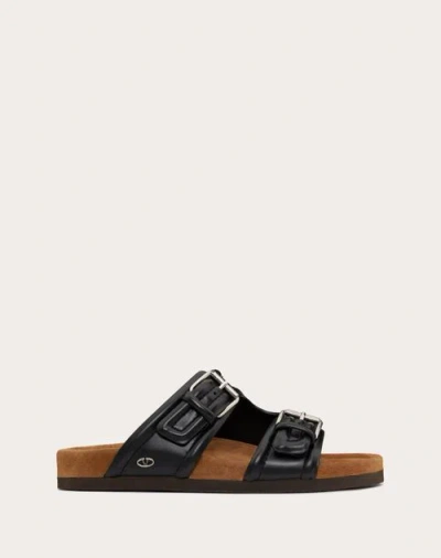 Valentino Garavani Fussfriend Calfskin Leather Slide Sandal In Black