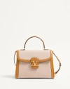 Valentino Large Canvas 9 To 5 Top-handle Bag In Natural/tobacco