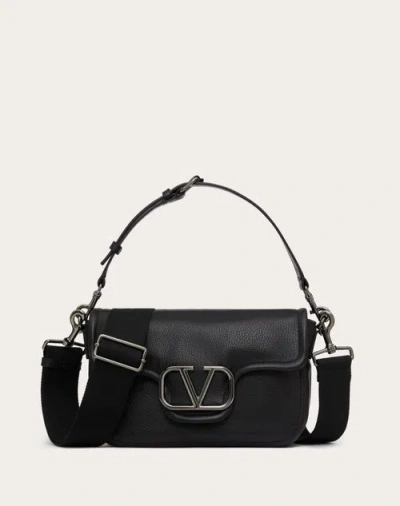 Valentino Garavani Garavani Alltime Grainy Calfskin Shoulder Bag In Black