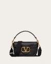 Valentino Vlogo Embellished Textured-leather Shoulder Bag In ブラック