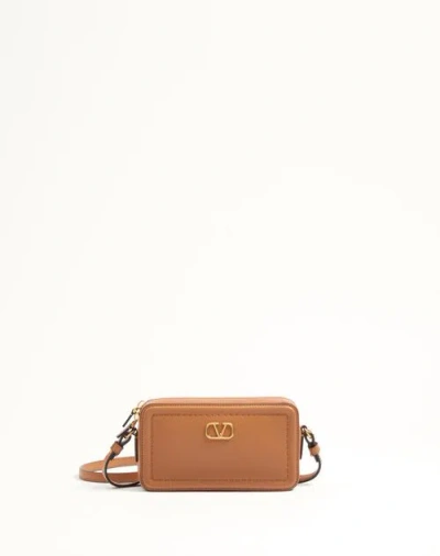 Valentino Garavani Garavani Alltime Mini Shoulder Bag In Grainy Calfskin Woman Almond Uni In Brown